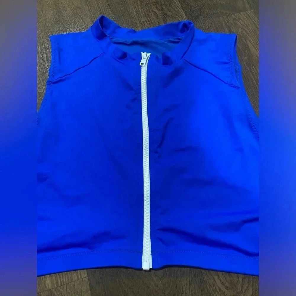 SKIMS Zip Up Swim Mock Neck Top - Cobalt blue Size 4X New with Tags